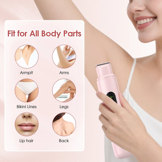 2 in 1 Dual-Head Women Electric Razors Painless Bikini Trimmer Legs Hair Trimmer Wet Dry Use Body Hair Remover Waterproof