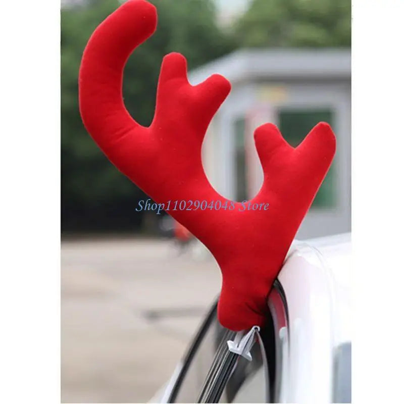 B5XE Christmas Holiday Supplies Auto Decor Car Reindeer Deer Elk 2 Antlers + 1 Nose Xmas Ornaments Decorative Lovely Pendant
