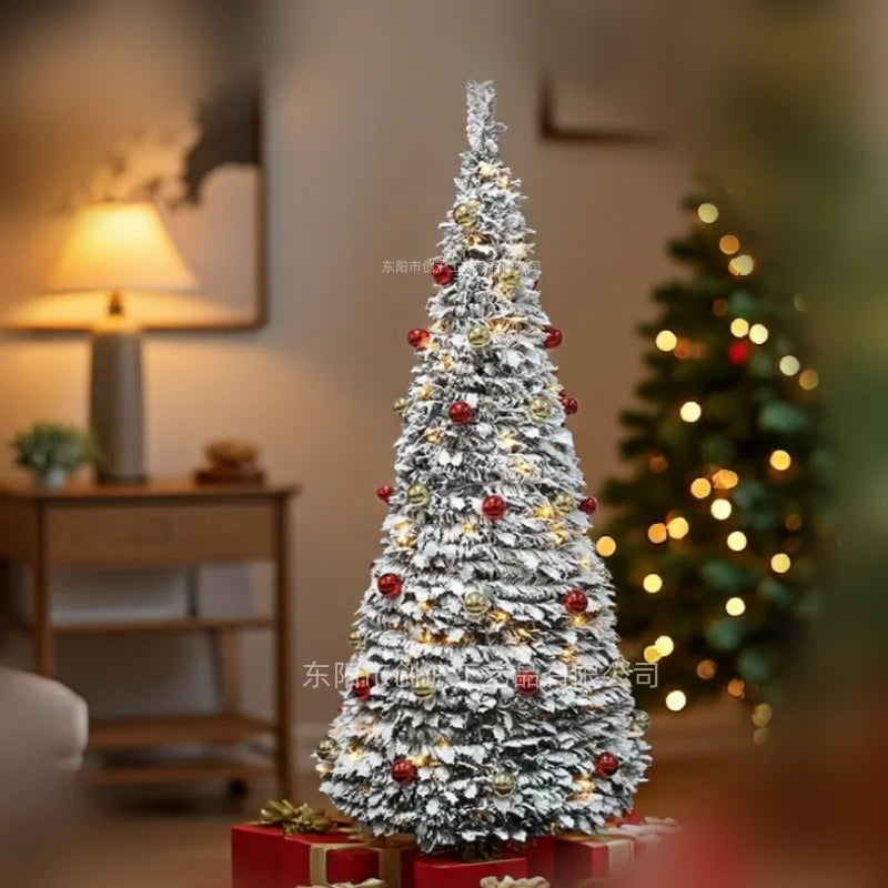 1.2m-2.1m Foldable Pre-Decorated Christmas Tree Pop-Up Festive Decoration Home Decor Portable Christmas Tree