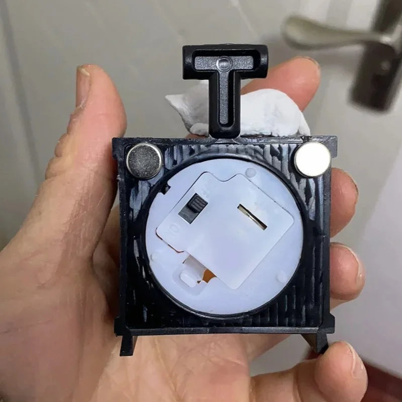 Miniature Christmas Scene Fridge Magnet with Glowing Fireplace And Cat Design Home Decor Ornament for Festive Atmosphere