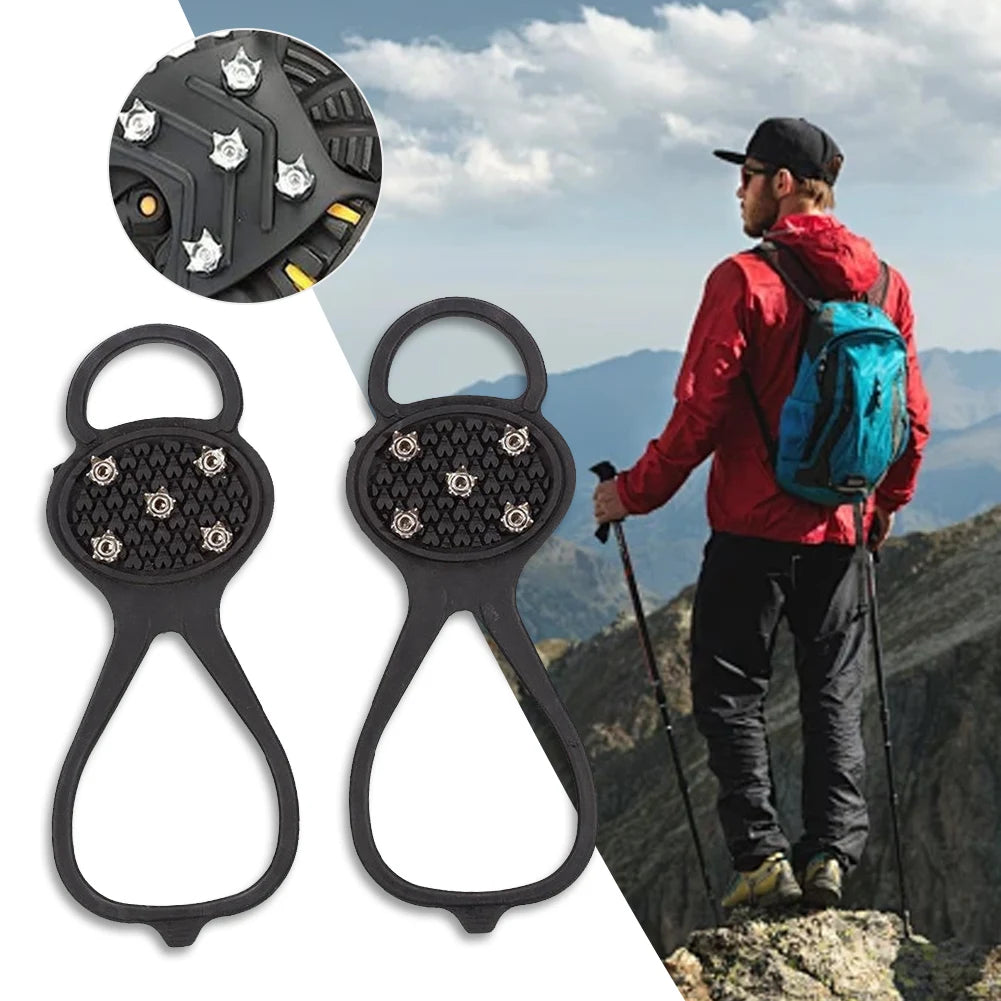 5/8 Teeth Ice Gripper Spike for Shoes Winter Outdoor Anti-Slip Hiking Mountain Climbing Ice Snow Crampons Anti-slip Shoe Covers