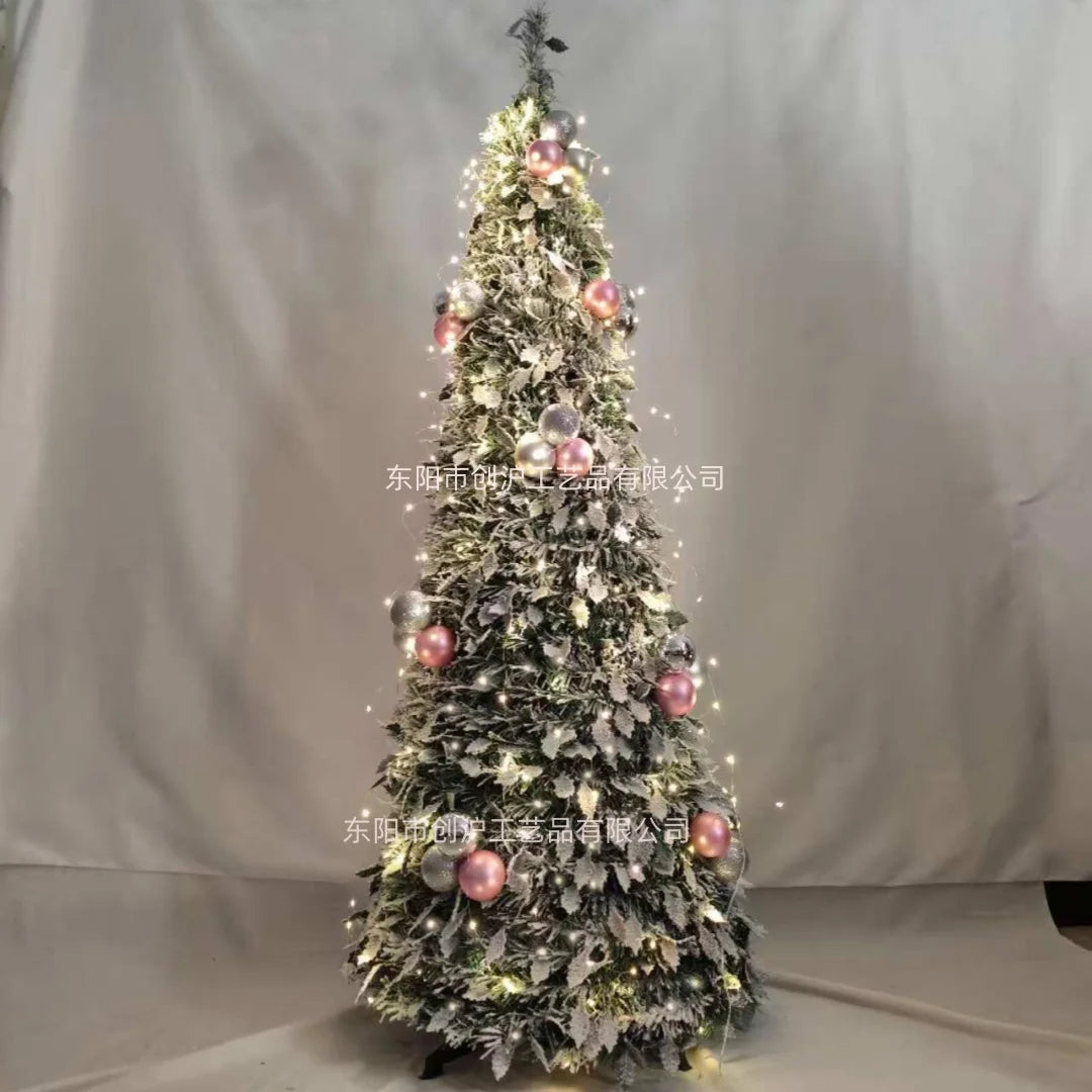 1.2m-2.1m Foldable Pre-Decorated Christmas Tree Pop-Up Festive Decoration Home Decor Portable Christmas Tree
