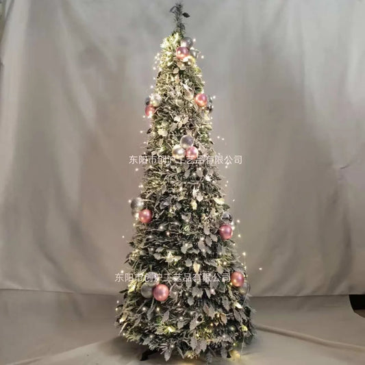 1.2m-2.1m Foldable Pre-Decorated Christmas Tree Pop-Up Festive Decoration Home Decor Portable Christmas Tree