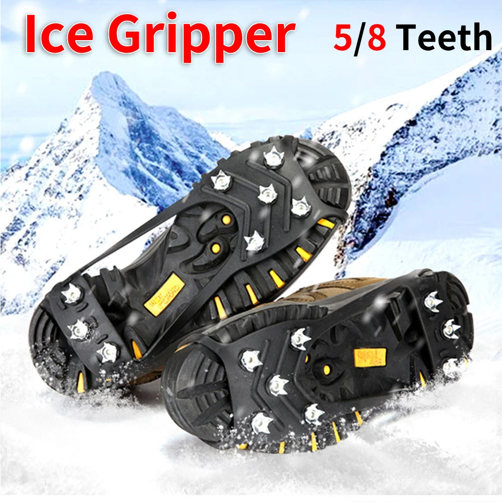 5/8 Teeth Ice Gripper Spike for Shoes Winter Outdoor Anti-Slip Hiking Mountain Climbing Ice Snow Crampons Anti-slip Shoe Covers