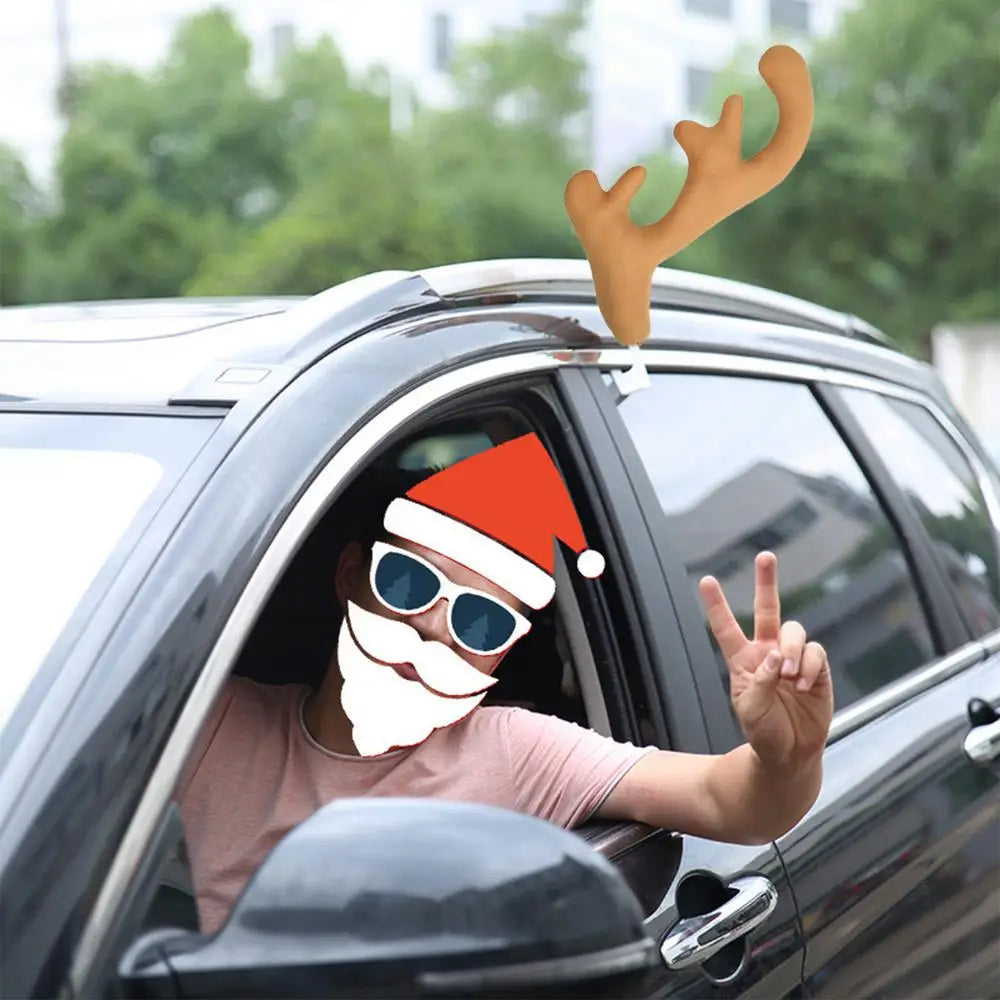 Car Christmas Reindeer Antler Decorations Reindeer Antlers Christmas Decor for SUVs Reindeer Auto Kit Christmas Car Decorations