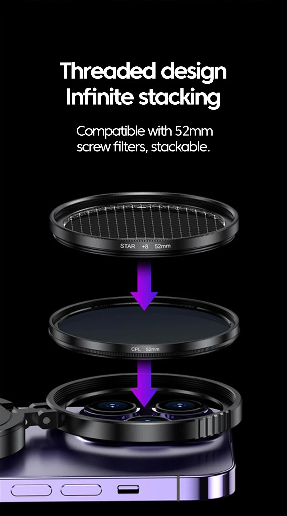 Magnetic Holder Universal 52MM CPL Filter Circular Phone Camera Lens Polarizer Filter Lens for Magsafe Phone