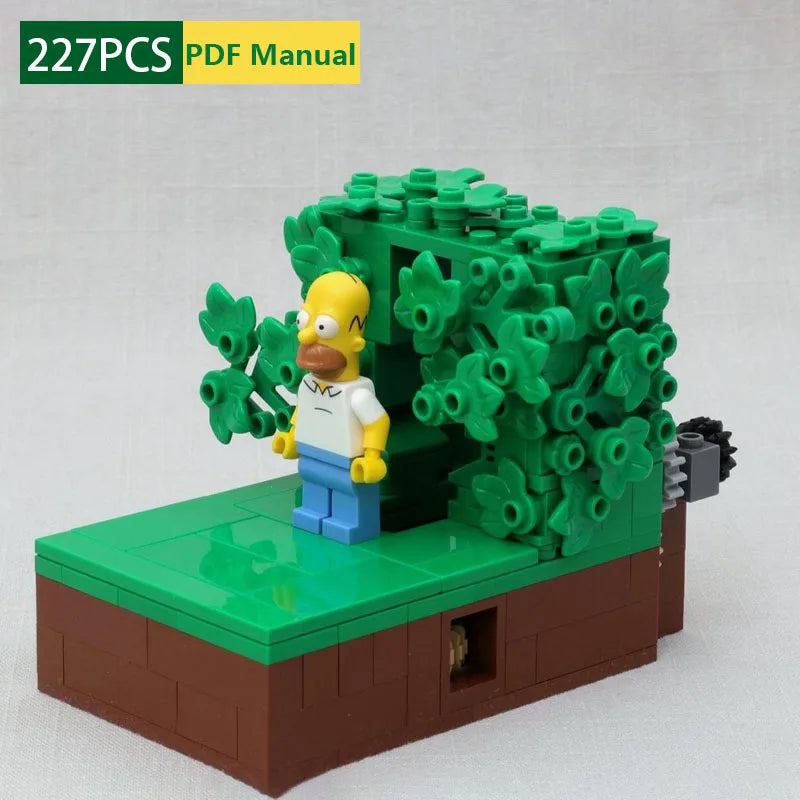 227pcs MOC Building Block Homer Backing Into the Bushes Technology Bricks Birthday Christmas Holiday DIY Gifts Parties gift