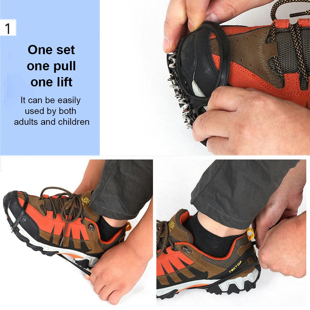 5/8 Teeth Ice Gripper Spike for Shoes Winter Outdoor Anti-Slip Hiking Mountain Climbing Ice Snow Crampons Anti-slip Shoe Covers