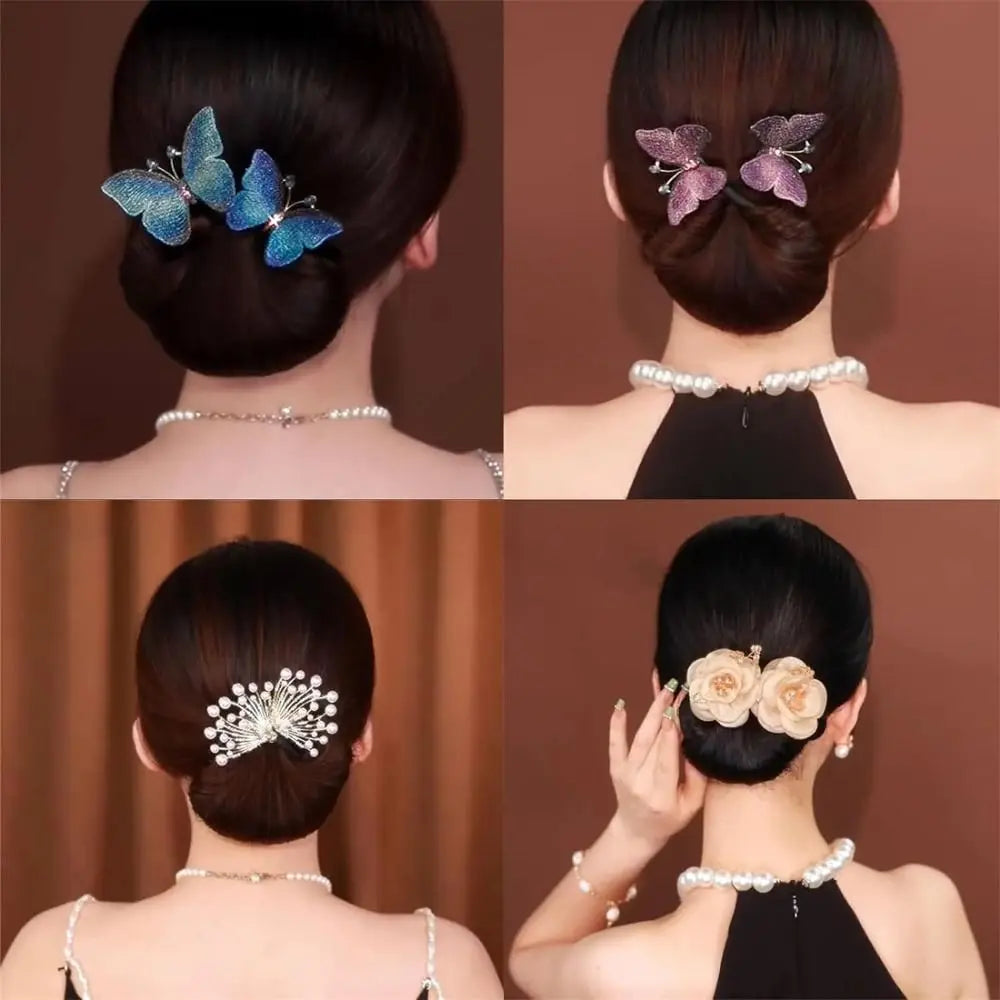 Elegant Flower Hair Clip Lazy Hair Curler Hair Iron Twist Hairstyle Bun Non-slip Flexible Hair Bun Roller Hair Styling Tool