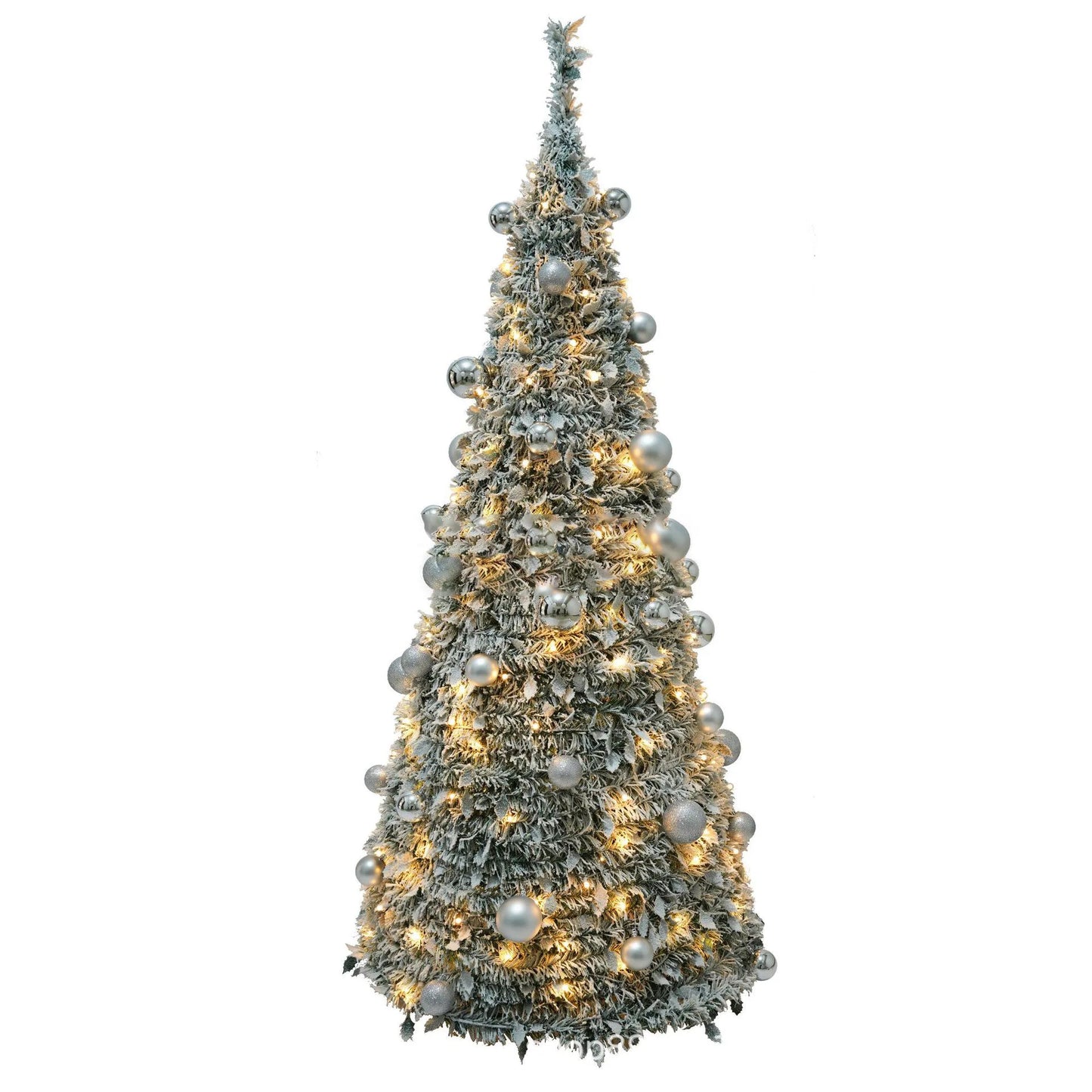 1.2m-2.1m Foldable Pre-Decorated Christmas Tree Pop-Up Festive Decoration Home Decor Portable Christmas Tree