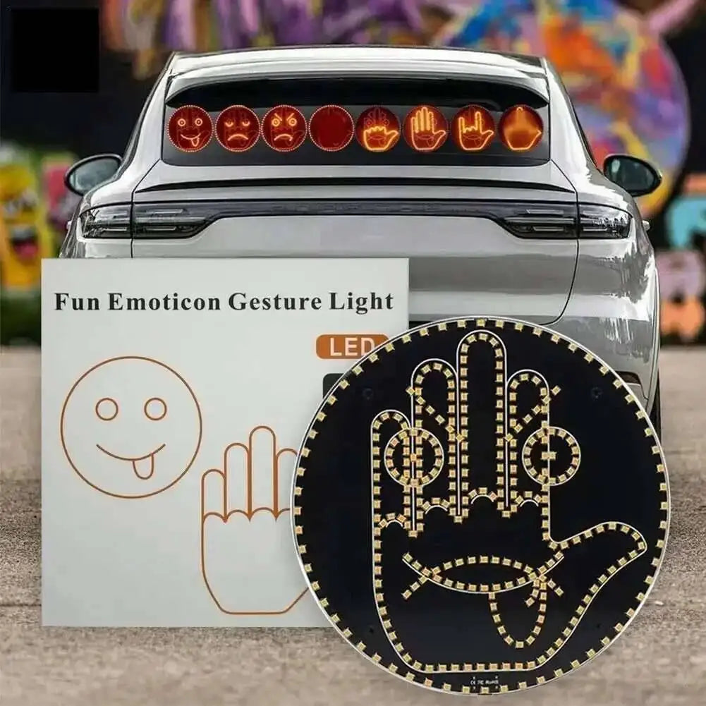 Creative Fun Three Models Lamp Car Interior Rear Windshield LED Hand Gesture Middle Finger Sign Warning Brake Light