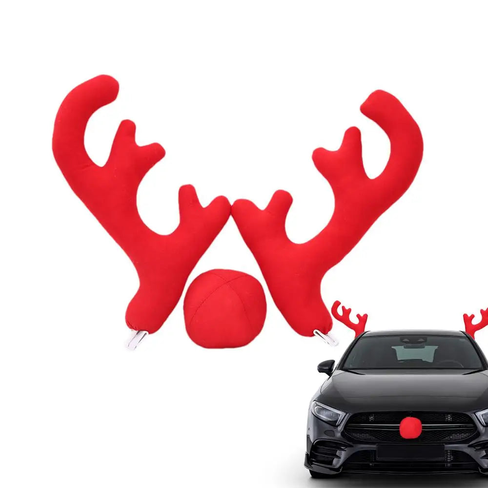 Car Christmas Reindeer Antler Decorations Reindeer Antlers Christmas Decor for SUVs Reindeer Auto Kit Christmas Car Decorations