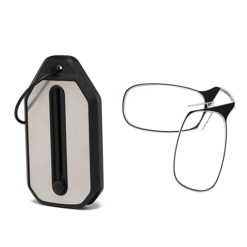 Nose Clip-on Reading Glasses Folding Legless Ultralight Keychain Glasses Men Women Mini Portable Presbyopic Glasses +1.0 To +4.0