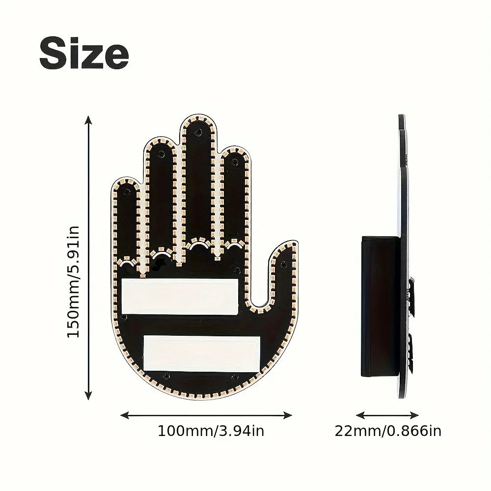 Middle Gesture With Remote Funny Finger Car Light Road Rage Signs Hand Lamp Sticker Glow Panel For Car Window