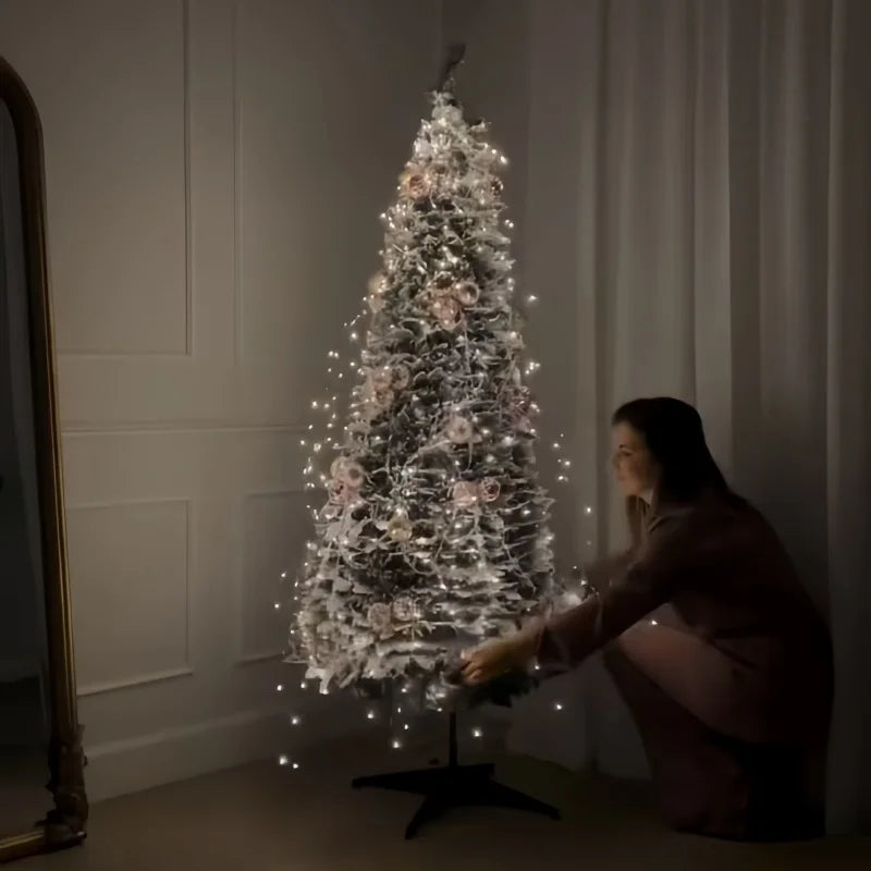 1.2m-2.1m Foldable Pre-Decorated Christmas Tree Pop-Up Festive Decoration Home Decor Portable Christmas Tree