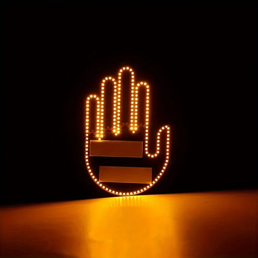 Middle Gesture With Remote Funny Finger Car Light Road Rage Signs Hand Lamp Sticker Glow Panel For Car Window