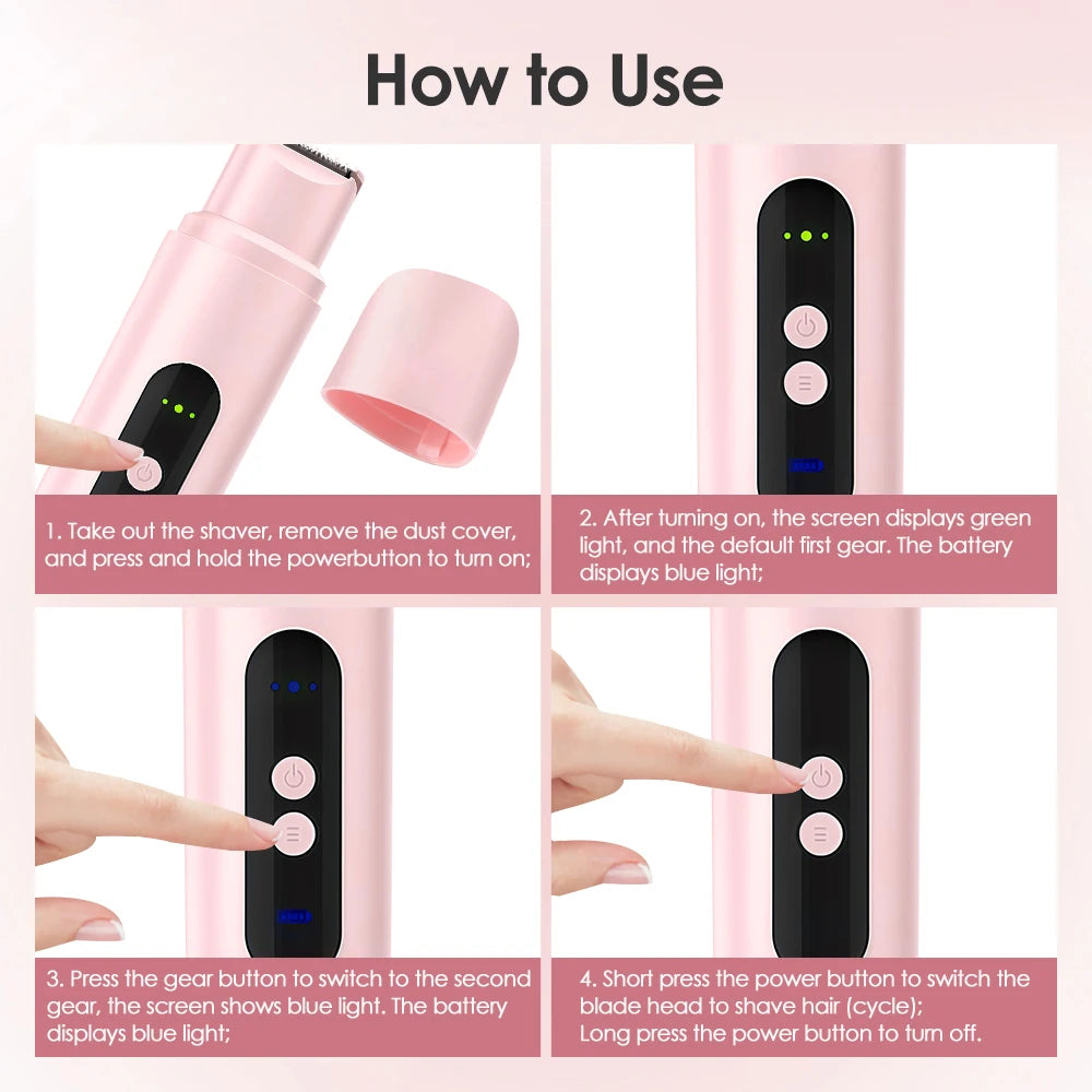 2 in 1 Dual-Head Women Electric Razors Painless Bikini Trimmer Legs Hair Trimmer Wet Dry Use Body Hair Remover Waterproof