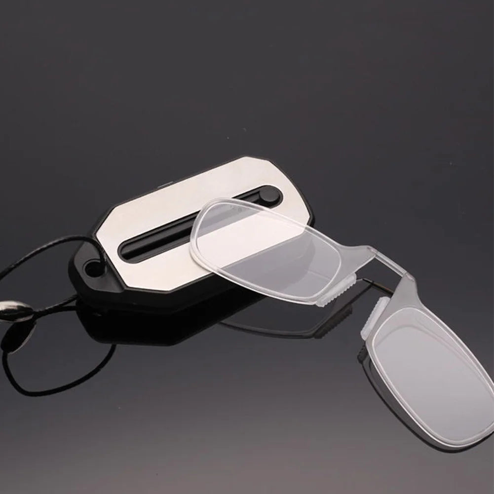 Nose Clip-on Reading Glasses Folding Legless Ultralight Keychain Glasses Men Women Mini Portable Presbyopic Glasses +1.0 To +4.0