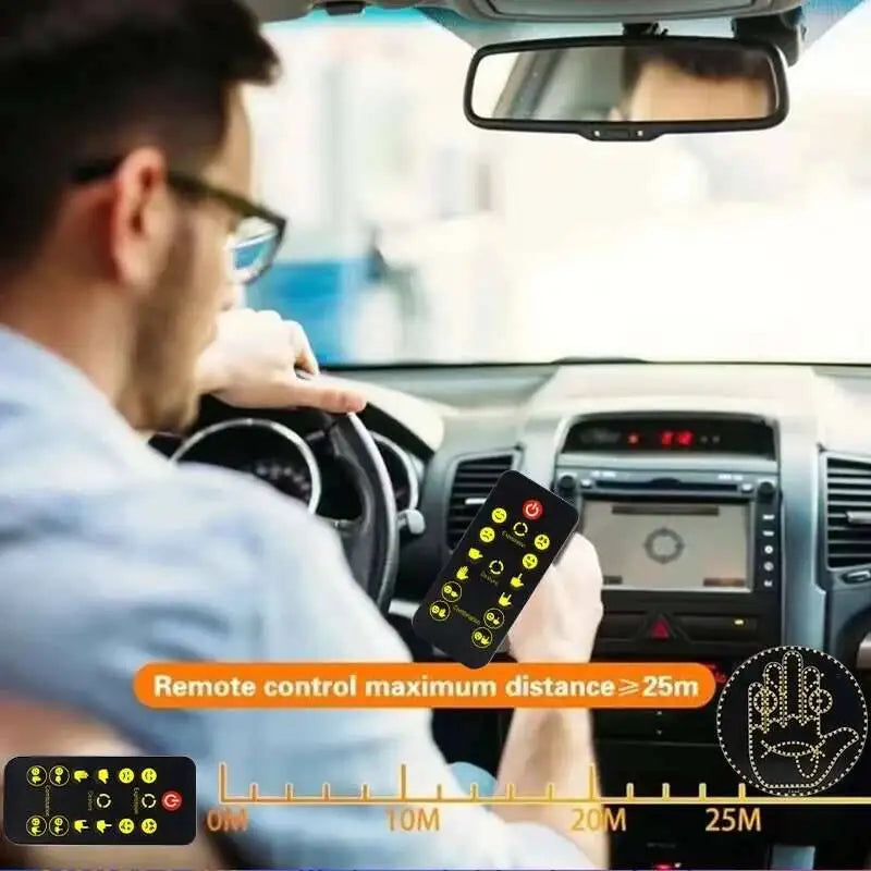 Creative Fun Three Models Lamp Car Interior Rear Windshield LED Hand Gesture Middle Finger Sign Warning Brake Light