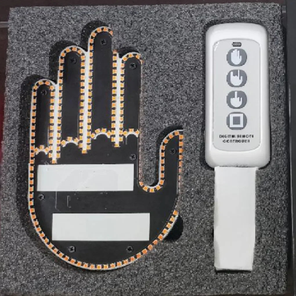 Middle Gesture With Remote Funny Finger Car Light Road Rage Signs Hand Lamp Sticker Glow Panel For Car Window
