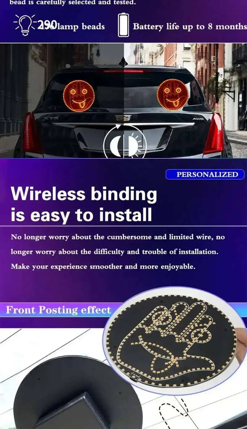 Creative Fun Three Models Lamp Car Interior Rear Windshield LED Hand Gesture Middle Finger Sign Warning Brake Light