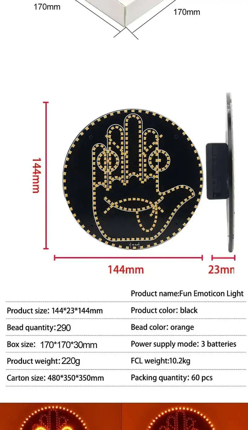 Creative Fun Three Models Lamp Car Interior Rear Windshield LED Hand Gesture Middle Finger Sign Warning Brake Light