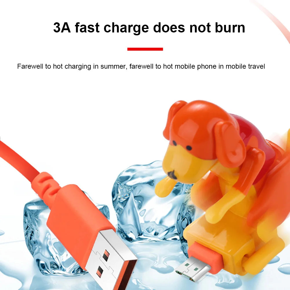 Funny Humping Dog Fast Charger Micro USB/IOS/Type-C Charging Data Cable for Apple Android Phone Charger Line Decompression Toys